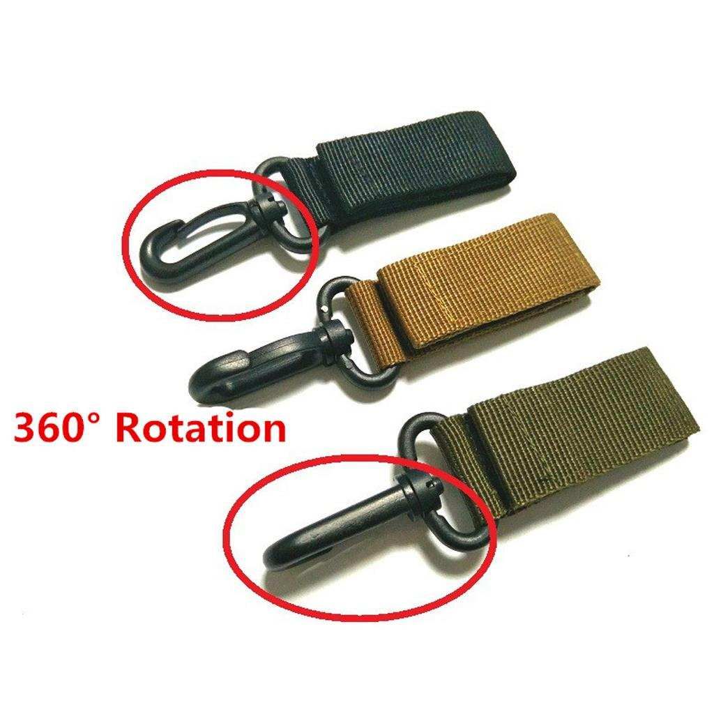 Nylon Key Hook Webbing Molle Buckle Hanging Belt Carabiner Clip Khaki