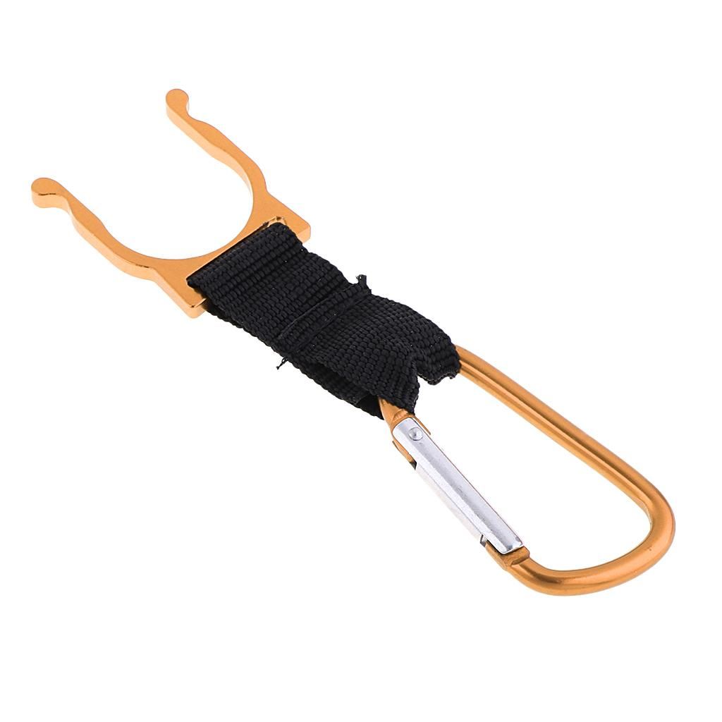 Lightweight Water Bottle Flask Carabiner Clip Holder With Gold