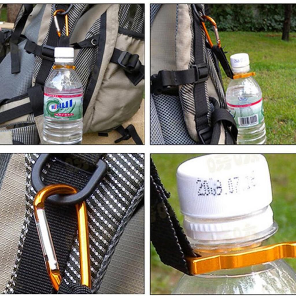 Lightweight Water Bottle Flask Carabiner Clip Holder With Gold