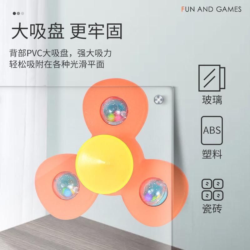Children's sucker spinner toy baby cartoon rattle can bite 1-2 years old early teaching baby fingertip gyro 3 sucker spinners*/