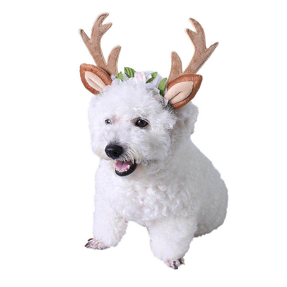 Pet Dog Cat Antlers Headband Hoop Cosplay Costume Reindeer Christmas Accessory Size M M