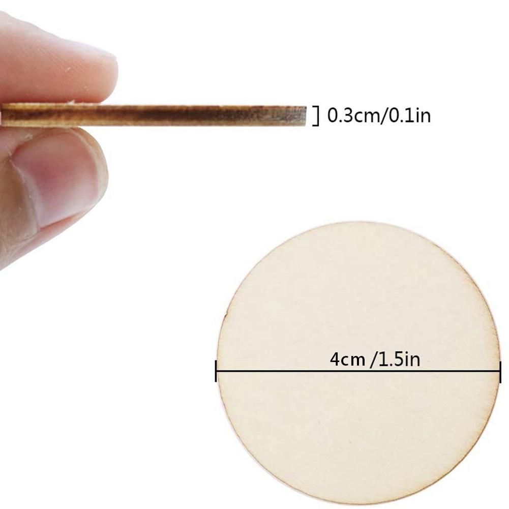 300PCS Unfinished Round Disc Wood Pieces for DIY Arts and