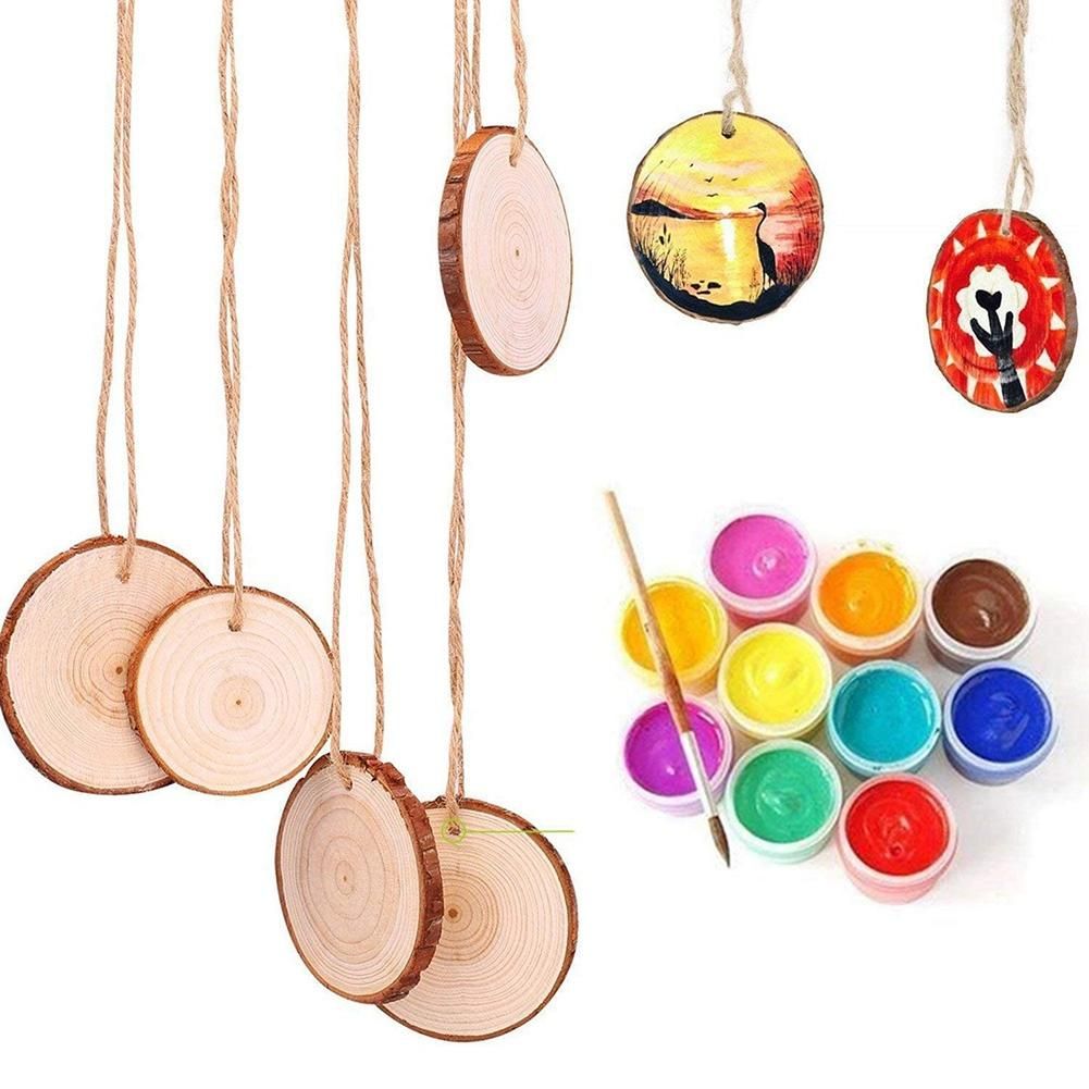 30Pcs Unfinished Wood Slices with Bark for Crafts Wood Kit
