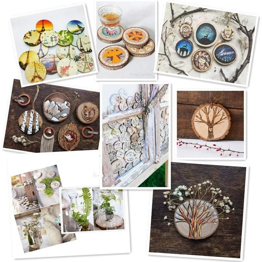 30Pcs Unfinished Wood Slices with Bark for Crafts Wood Kit