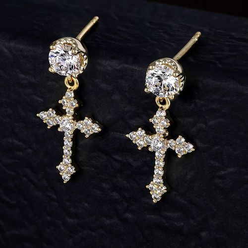 TRUMIUM Cross Earrings For Men Women 925 Sterling Silver