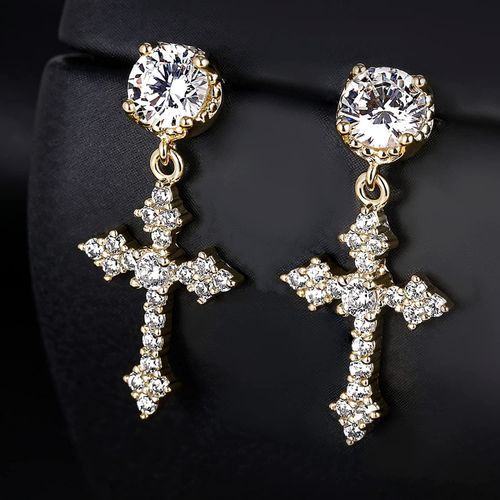 TRUMIUM Cross Earrings For Men Women 925 Sterling Silver