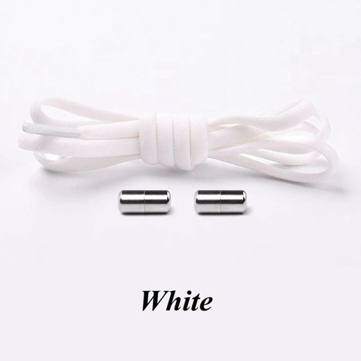 No Tie Shoelaces Elastic Lock Shoes Trainers Lazy Laces White White