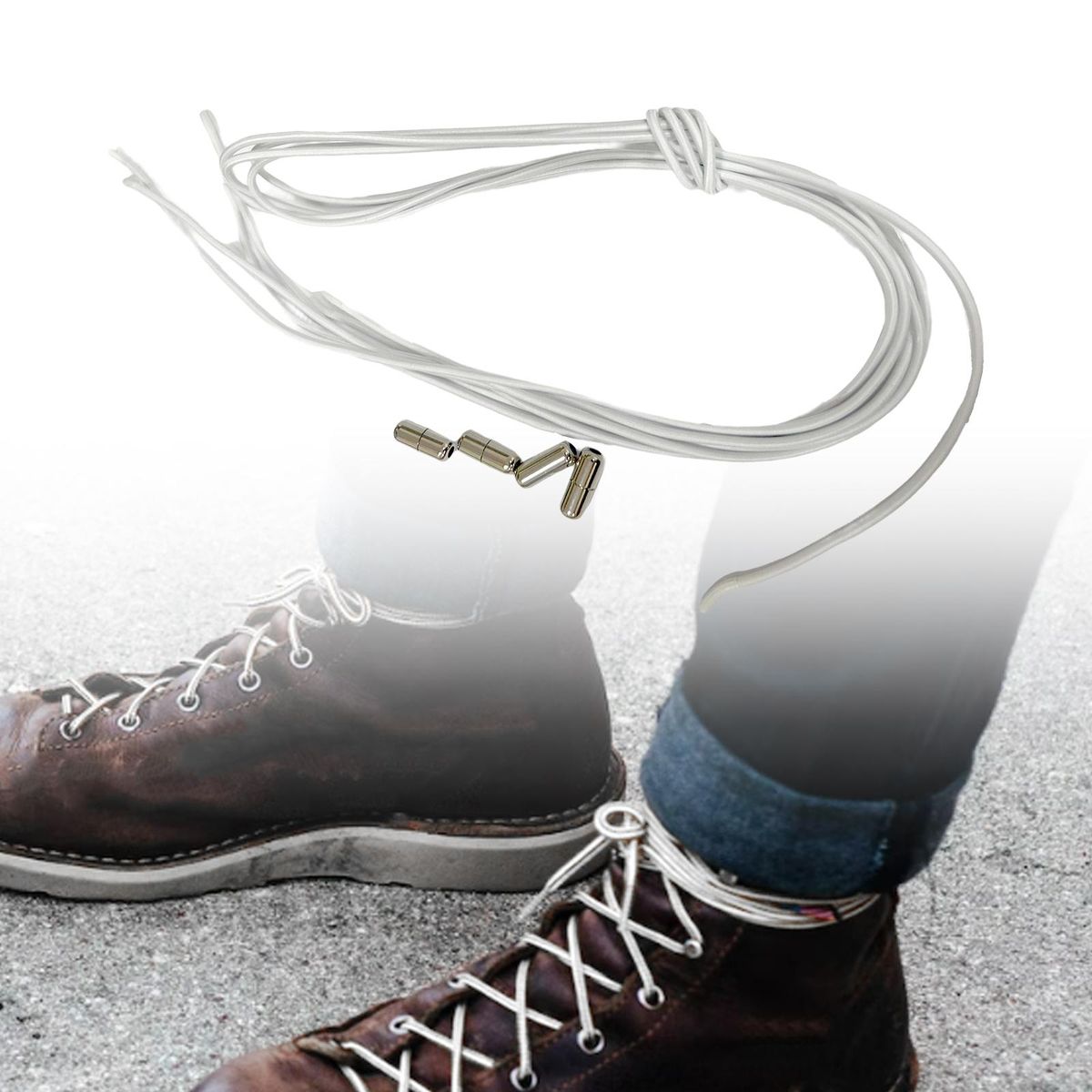No Tie Shoelaces Elastic Lock Shoes Trainers Lazy Laces White White