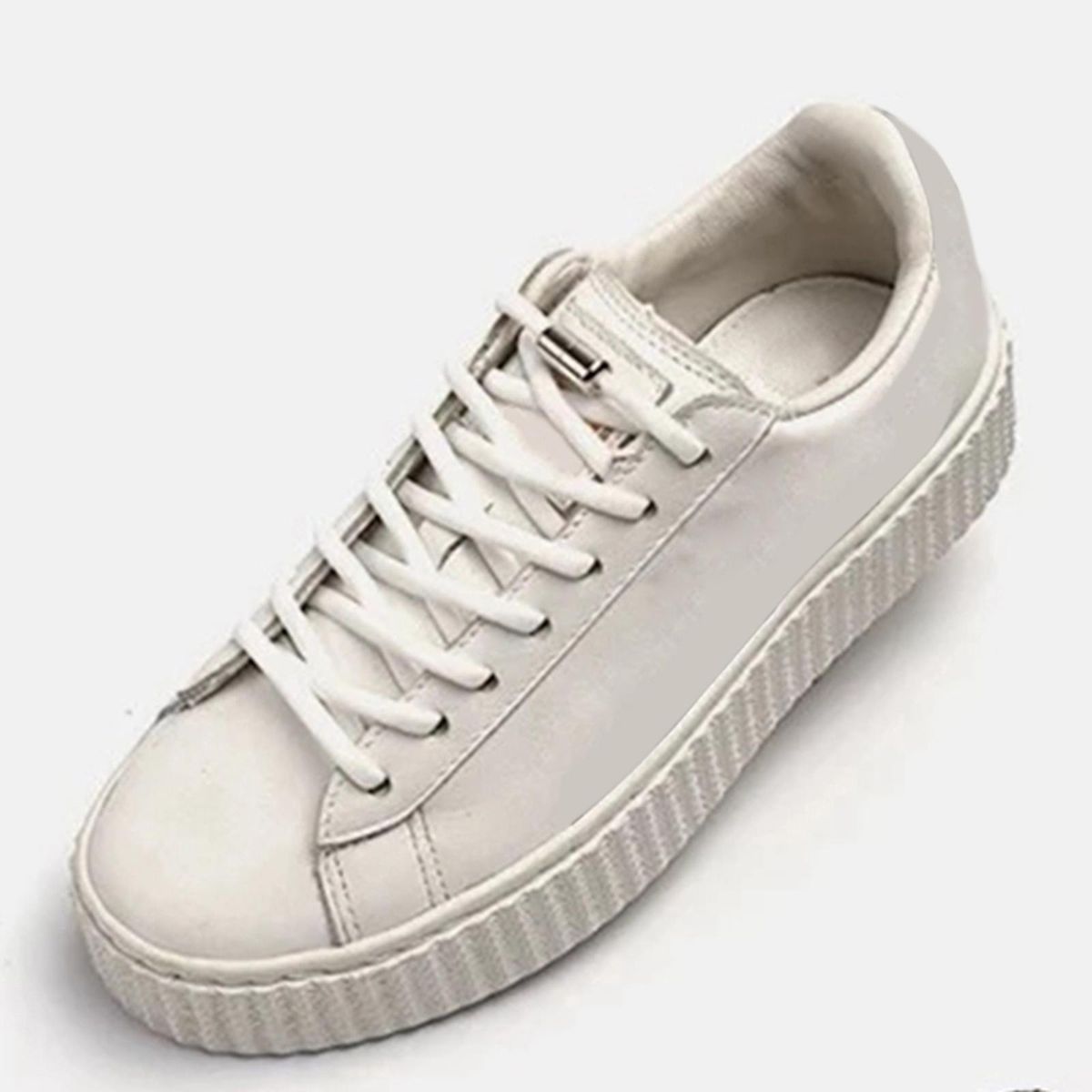 No Tie Shoelaces Elastic Lock Shoes Trainers Lazy Laces White White