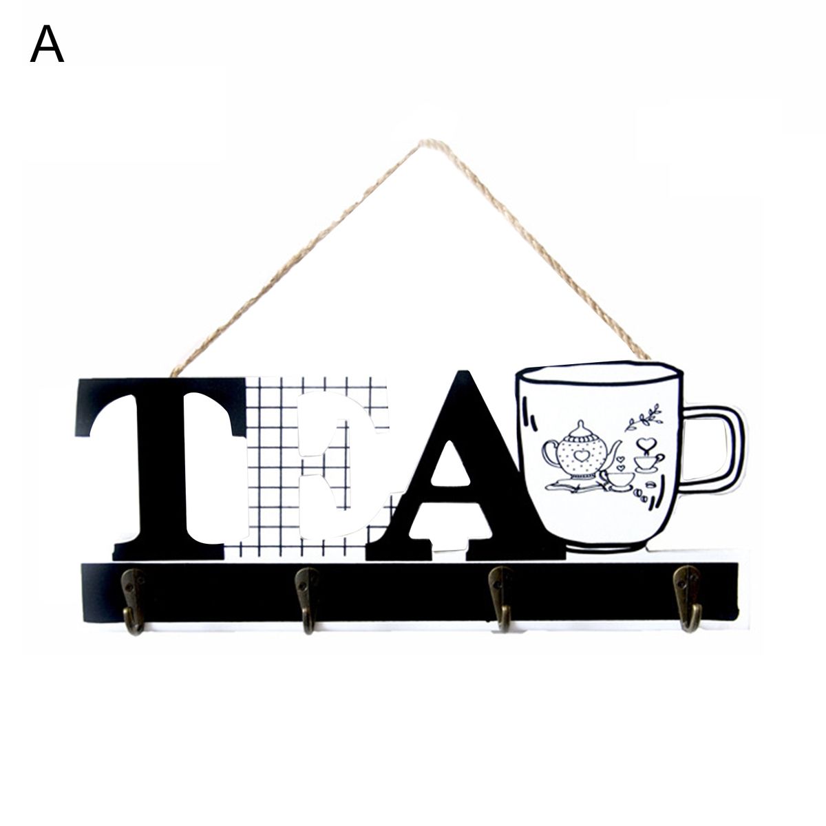 Coat Hanger Cafe Tea Letter Decor Towel Hook A