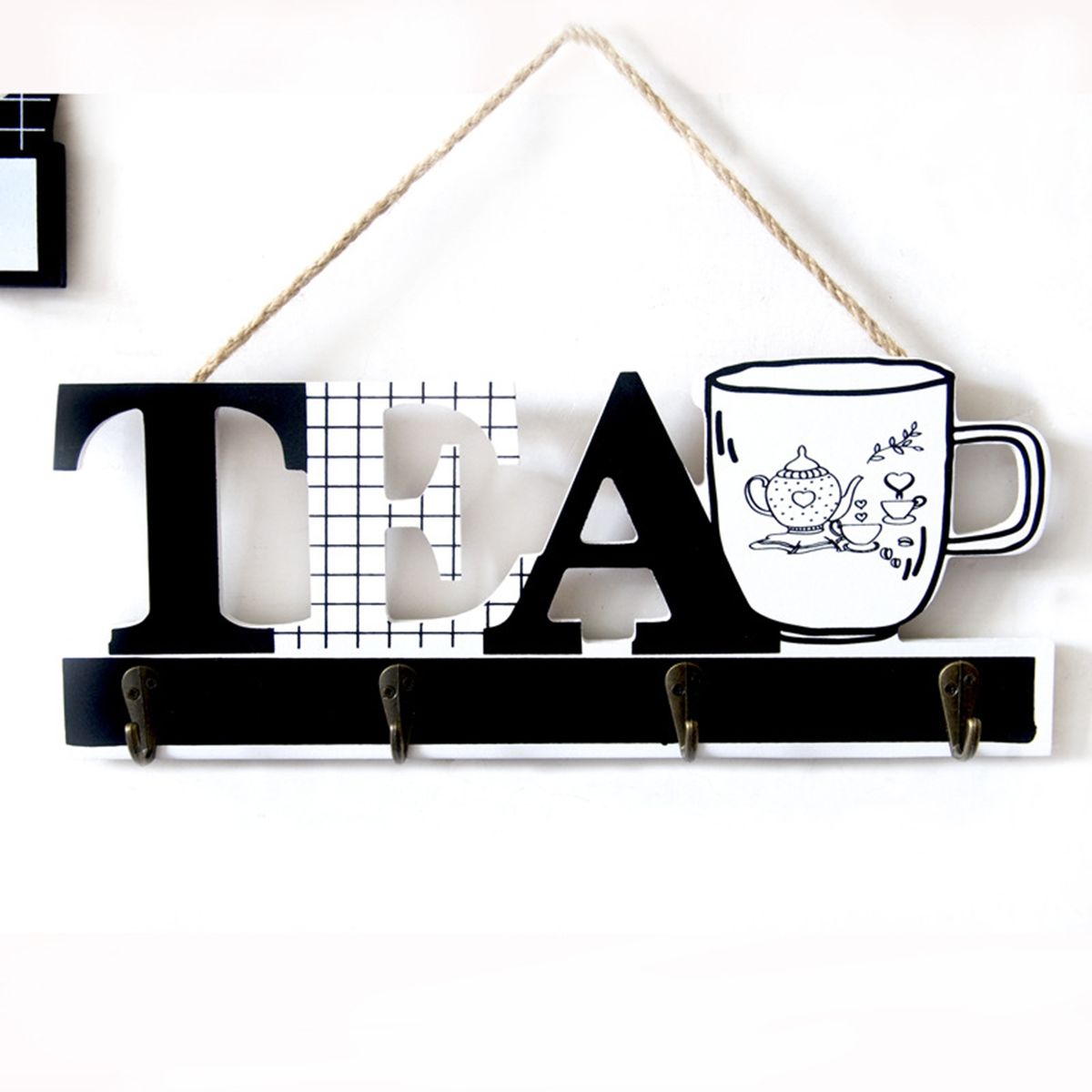 Coat Hanger Cafe Tea Letter Decor Towel Hook A