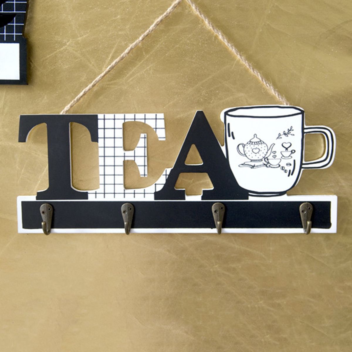 Coat Hanger Cafe Tea Letter Decor Towel Hook A