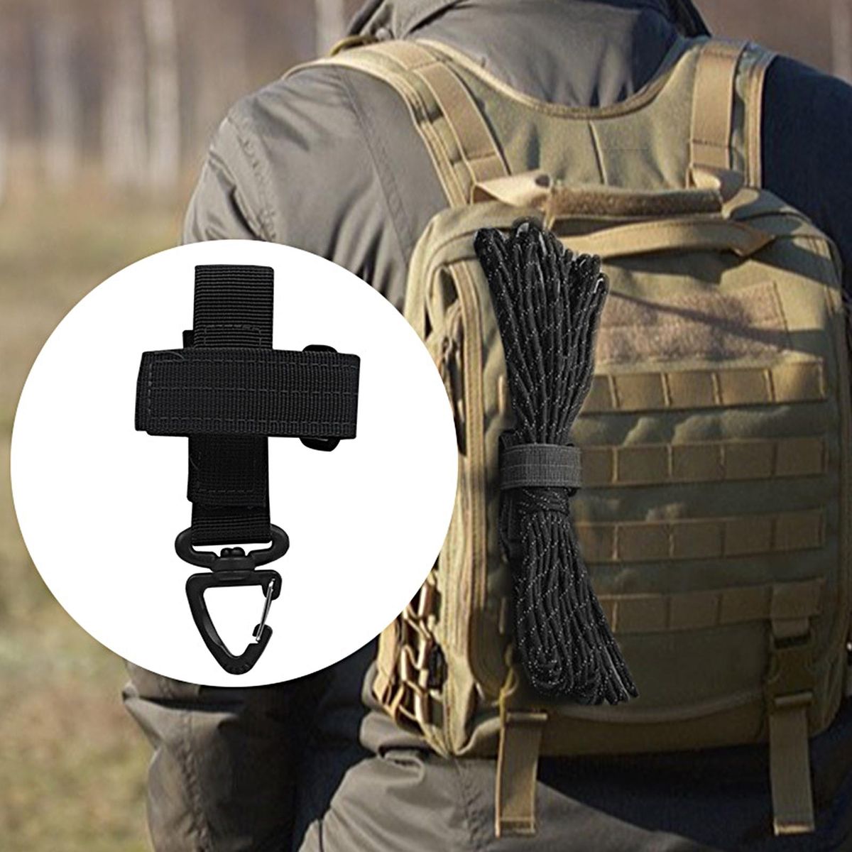 Backpack Hanging Hook Wide Application Waist Belt Hook Black