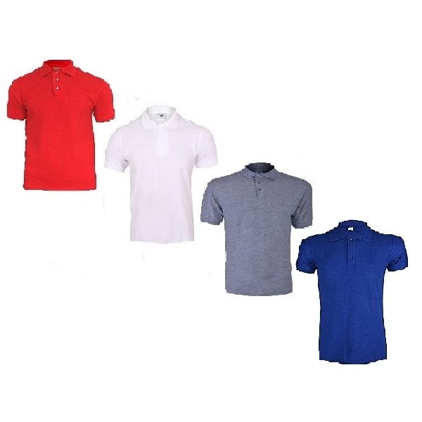 Men's Plain Polo T-Shirts (4Pcs) - White, Red, Grey And Royal Blue
