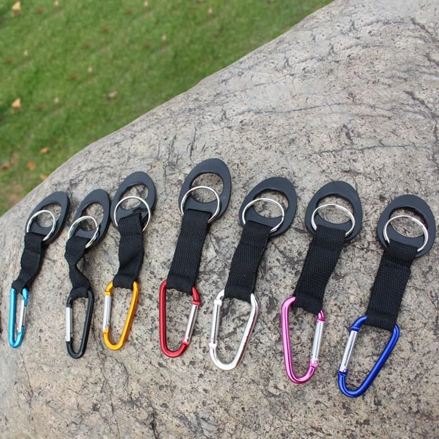 Silicone Mineral Water Bottle Carabiner Rubber Webbing Hang