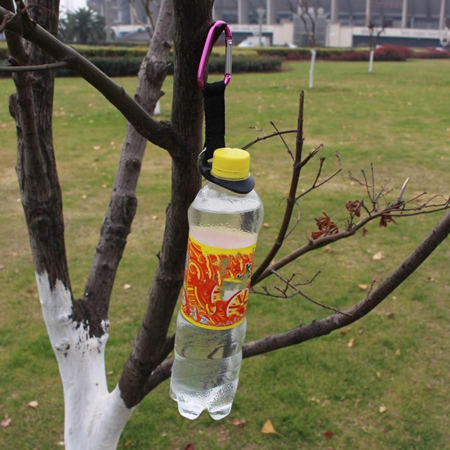 Silicone Mineral Water Bottle Carabiner Rubber Webbing Hang