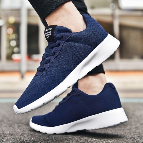Big Size Mens Sneakers Soft Running Shoes-Blue