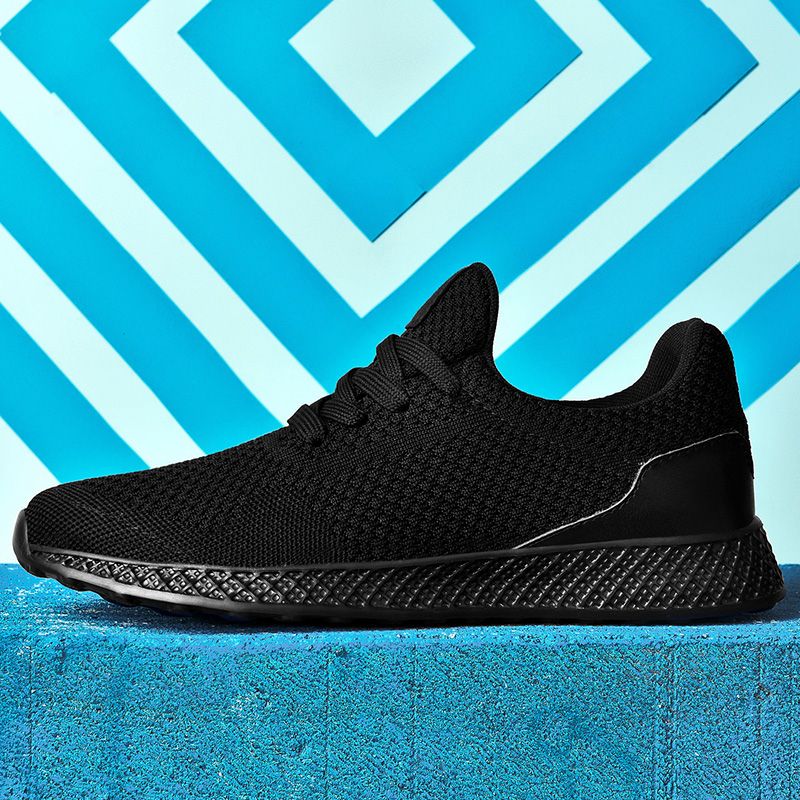 Big Size Light Air Mesh Sneakers Sports Shoes-Black