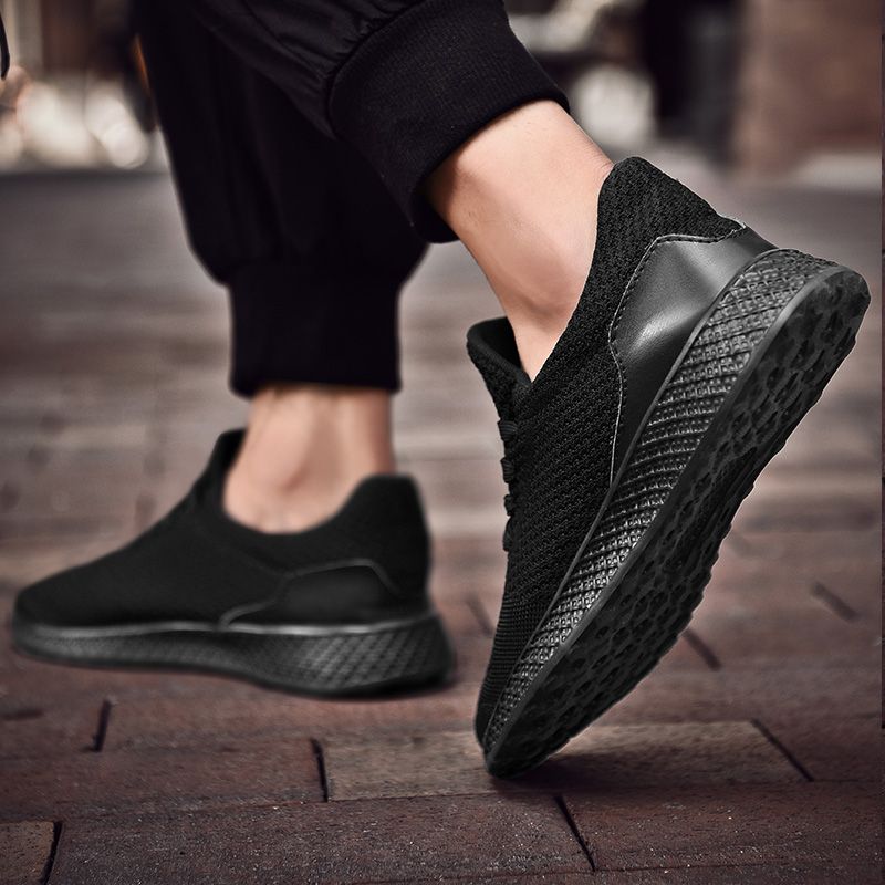Big Size Light Air Mesh Sneakers Sports Shoes-Black