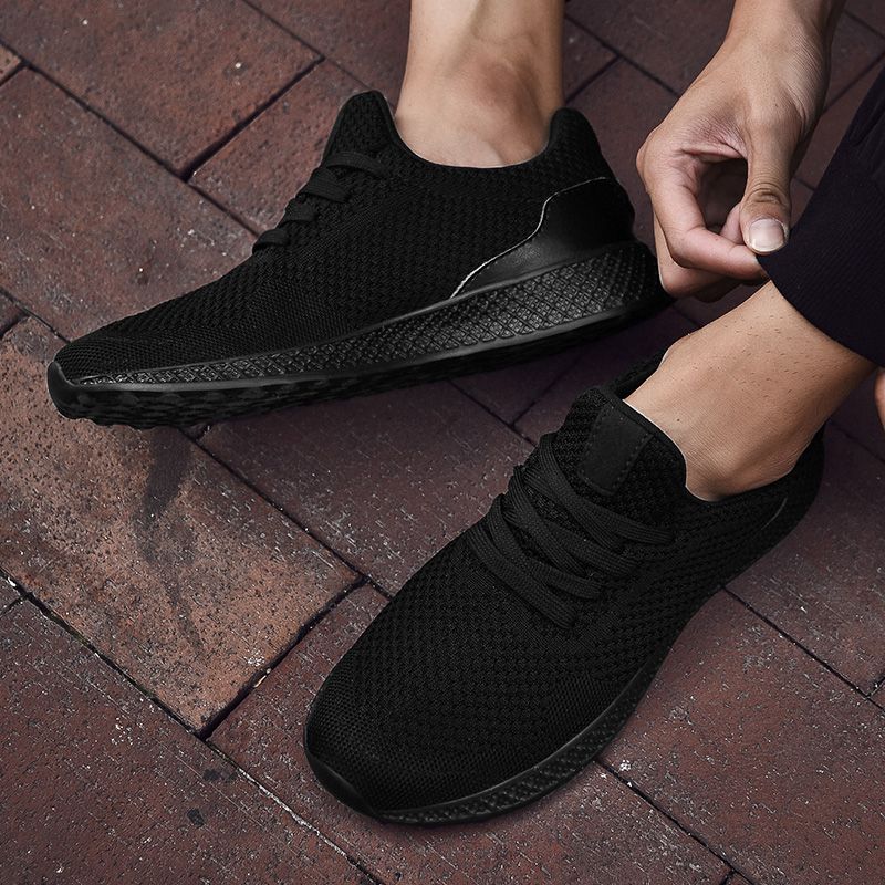 Big Size Light Air Mesh Sneakers Sports Shoes-Black