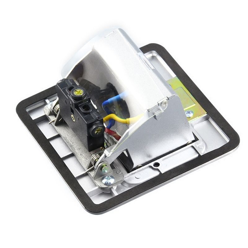 Aluminum Alloy Computer Floor Socket With Cover Bottom Box, EU Plug