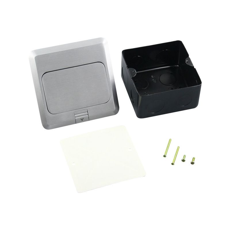Aluminum Alloy Computer Floor Socket With Cover Bottom Box, EU Plug