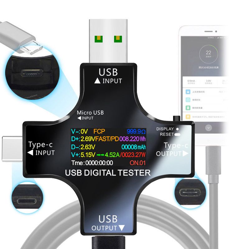 12 In 1 Color PD USB Tester DC Digital Voltmeter Current