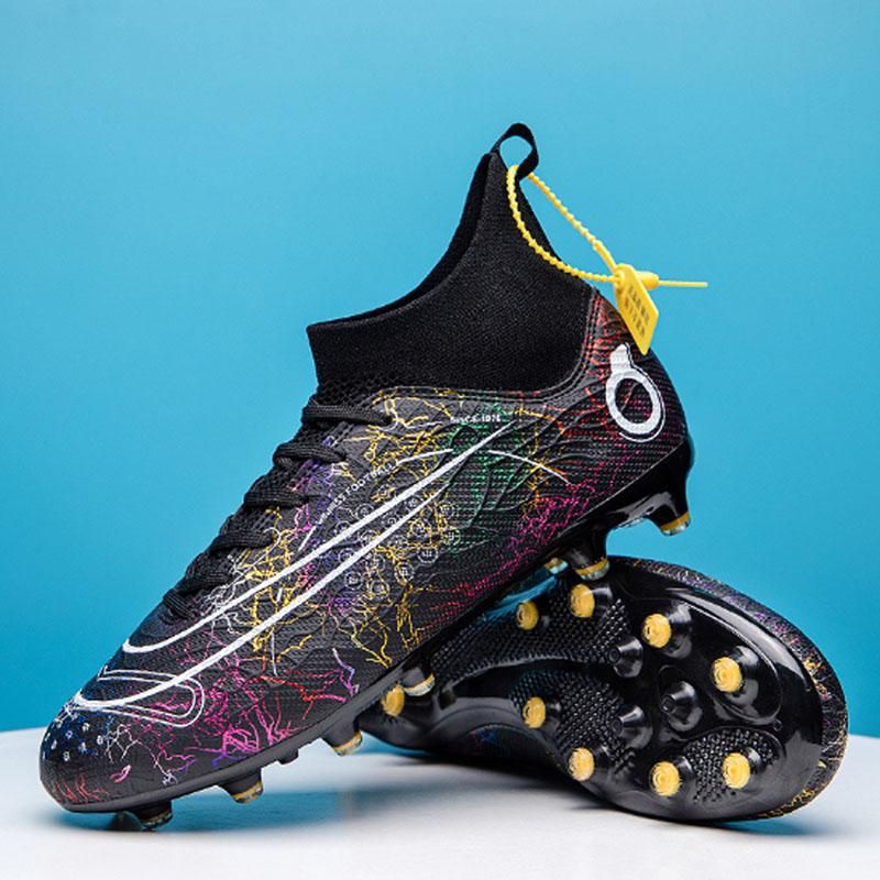 Fashion high-top football shoes men's and women's spikes football shoes -Black