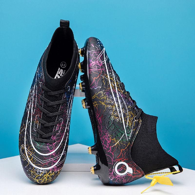 Fashion high-top football shoes men's and women's spikes football shoes -Black