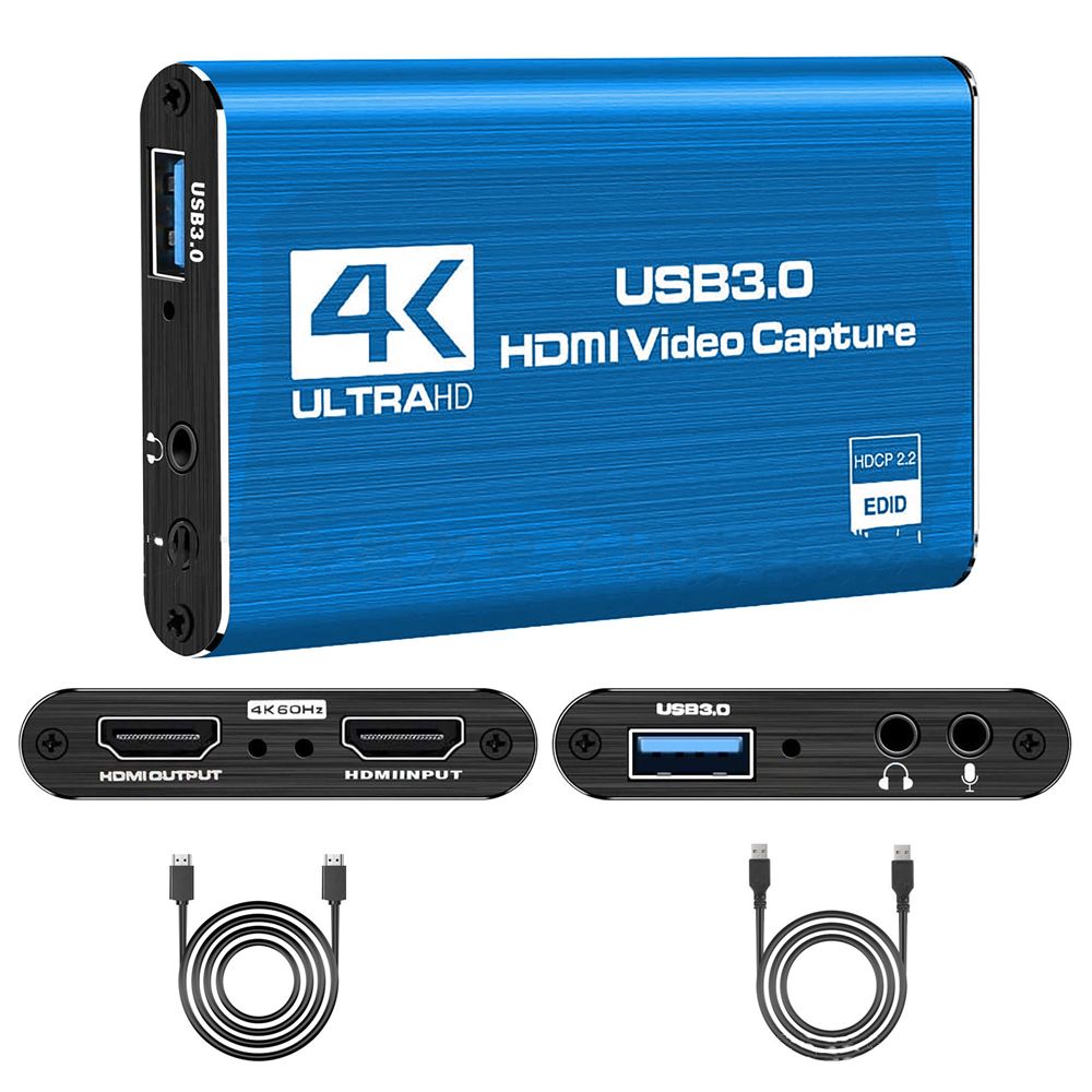 4K USB 3.0 Video Capture Card HDMI-compatible 1080P 60fps HD Video Recorder Grabber For OBS Capturing Game Card Live
