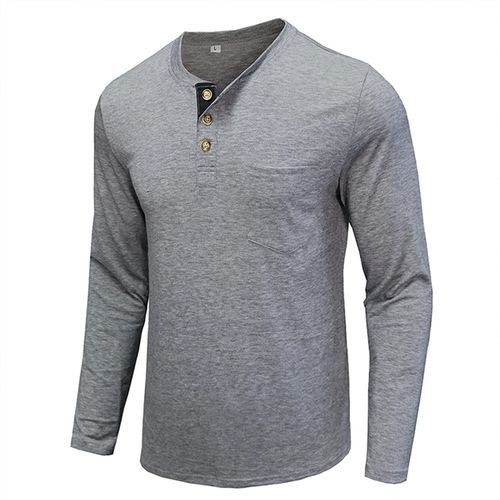 Mens Henley Long Sleeve Shirts Casual Fitted T-Shirt