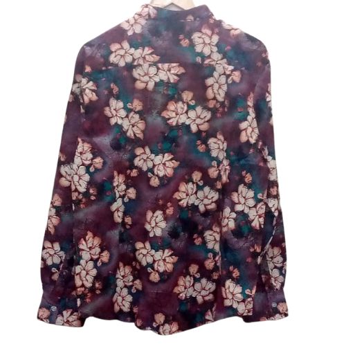 Men's Summer Hawaiian Beach Long Sleeves Shirts -Flower Pattern