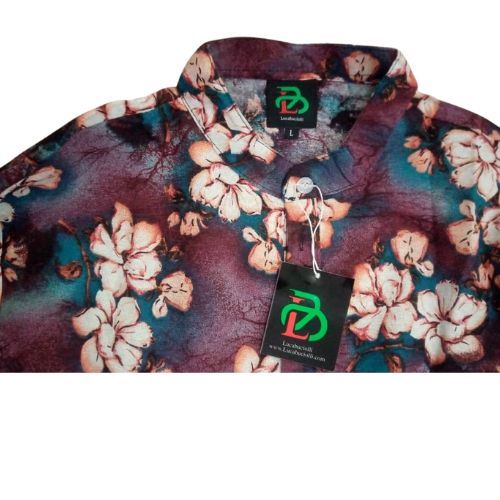 Men's Summer Hawaiian Beach Long Sleeves Shirts -Flower Pattern