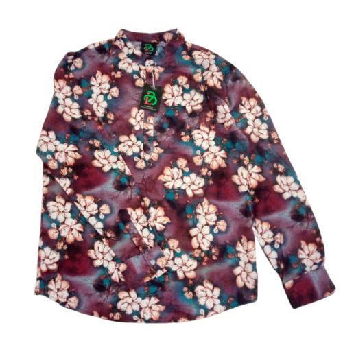Men's Summer Hawaiian Beach Long Sleeves Shirts -Flower Pattern