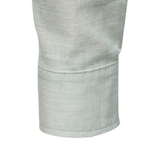 Men's Breathable Cotton Long Sleeve Henleys Plain Stand Collar Slim Shirt -Grey