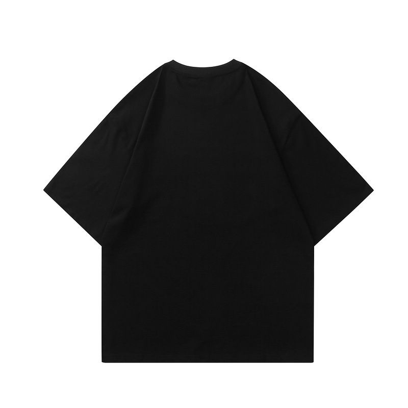 Cotton Shirts Men's Summer Shirts Short Sleeved Printed Shirts Young Men T-shirt Black