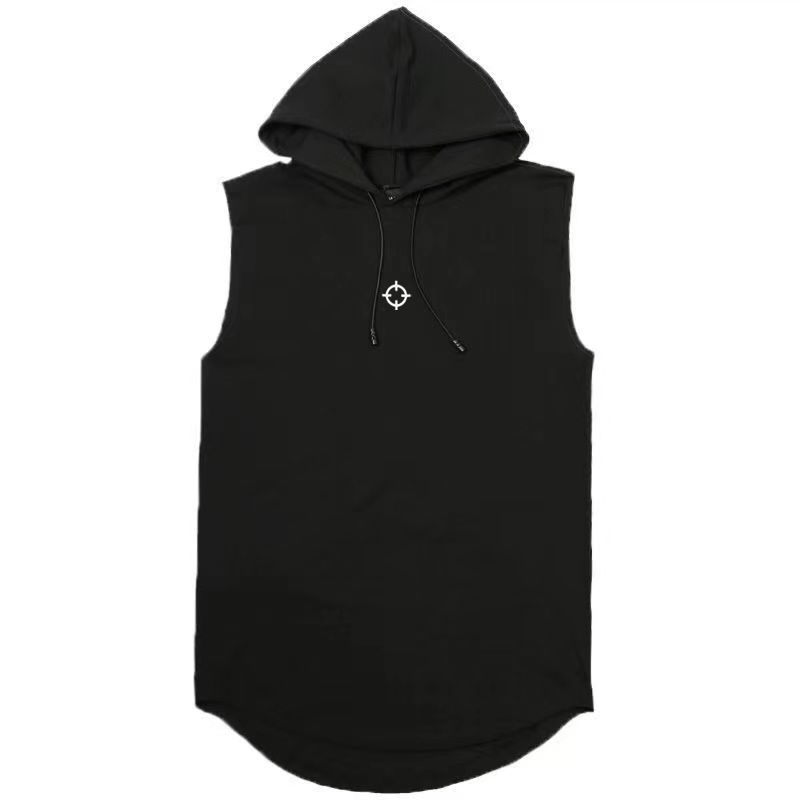 Summer Mens Muscle Hoodie Vest Sleeveless Bodybuilding Gym Workout Fitness Shirt High Quality Vest Hip Hop Sweatshirt Men's Tops-L5