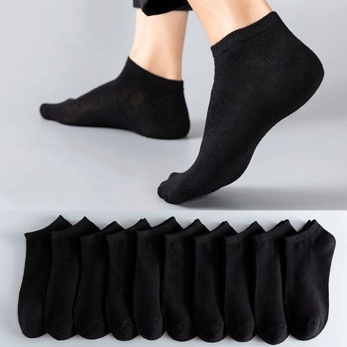 10 Pairs In 1 Quality Cotton Ankle Socks - Black