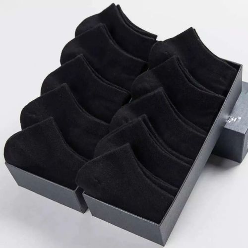 10 Pairs In 1 Quality Cotton Ankle Socks - Black