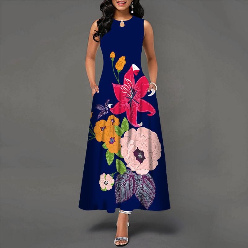 Dress Summer Women's Large Casual Long Dress Pocket Dress