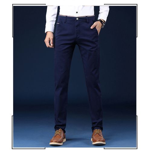 Mens Casual Pants Straight Trousers - Cotton