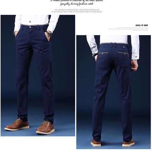 Mens Casual Pants Straight Trousers - Cotton