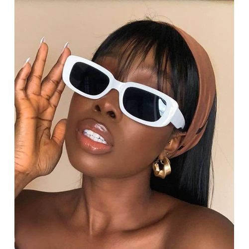 Unisex Small Frame Oval UV  Protective  Sunglasses-White