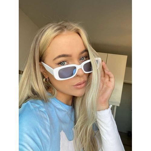 Unisex Small Frame Oval UV  Protective  Sunglasses-White