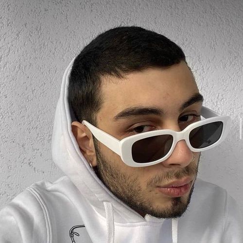 Unisex Small Frame Oval UV  Protective  Sunglasses-White