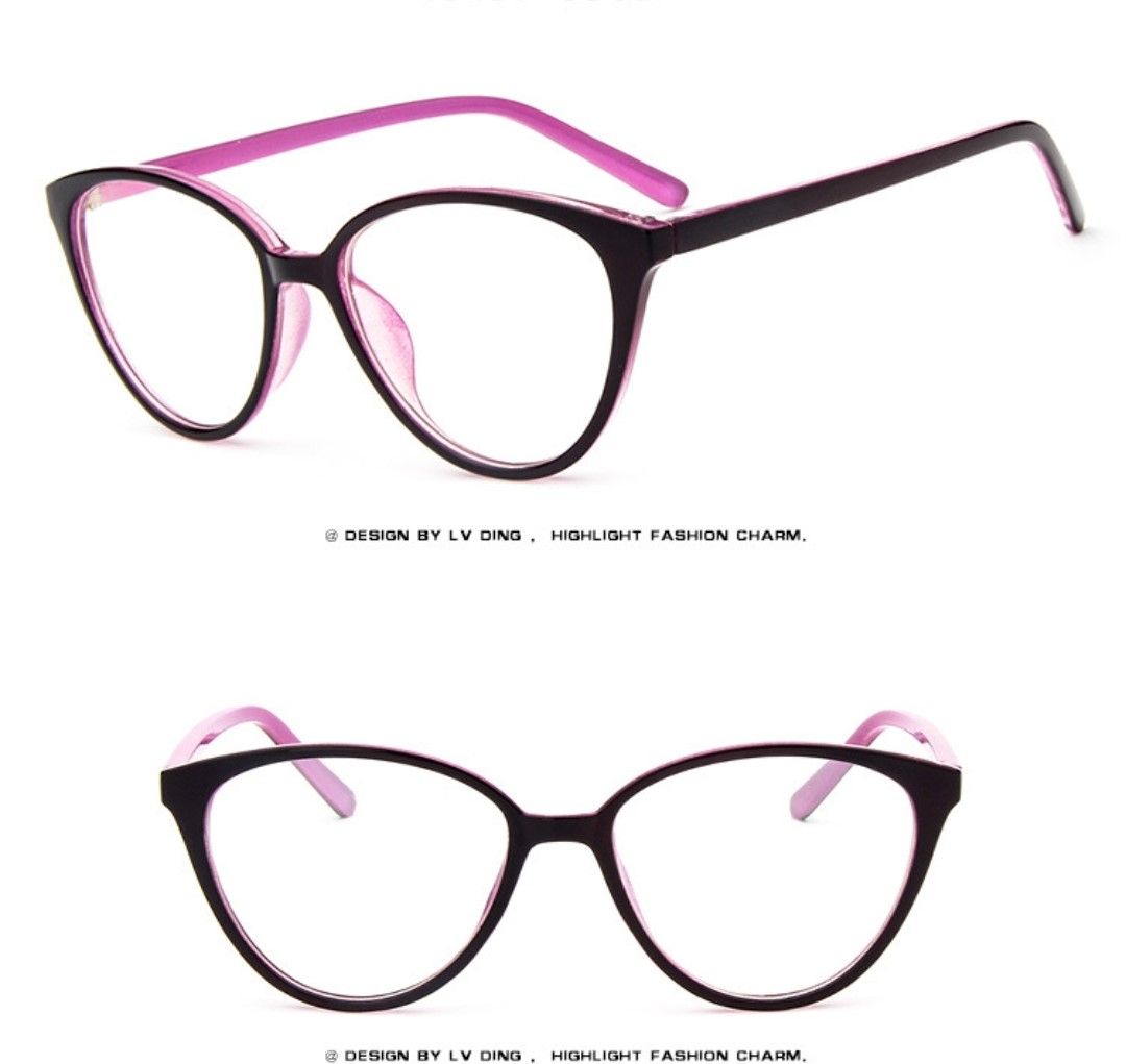 Retro Cat Eye Optical Fashion Glass Deep Red And Inner Pink Frames