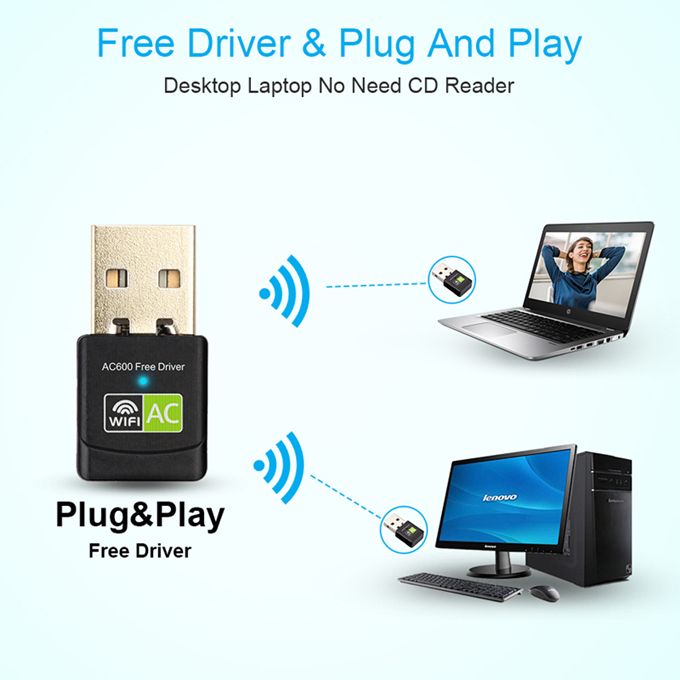 Wifi Adapter Free Driver USB  5Ghz/2Ghz 600Mbps