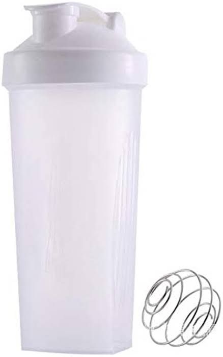 Whey Protein Shaker / Mixing Blender Bottle - 600ml Sports & Workout Plastic Drink Cup