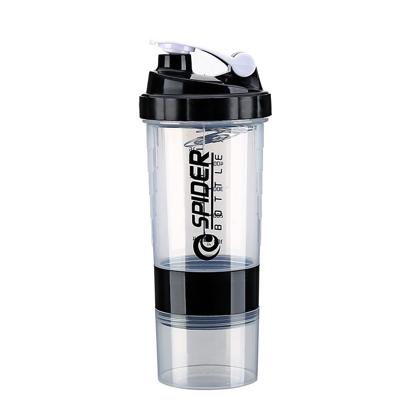 3in1 Whey Protein Shaker / Mixing Blender Bottle - 500ml Sports & Workout Plastic Drink Cup