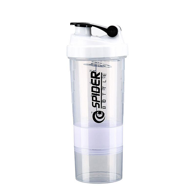 3in1 Whey Protein Shaker / Mixing Blender Bottle - 500ml Sports & Workout Plastic Drink Cup